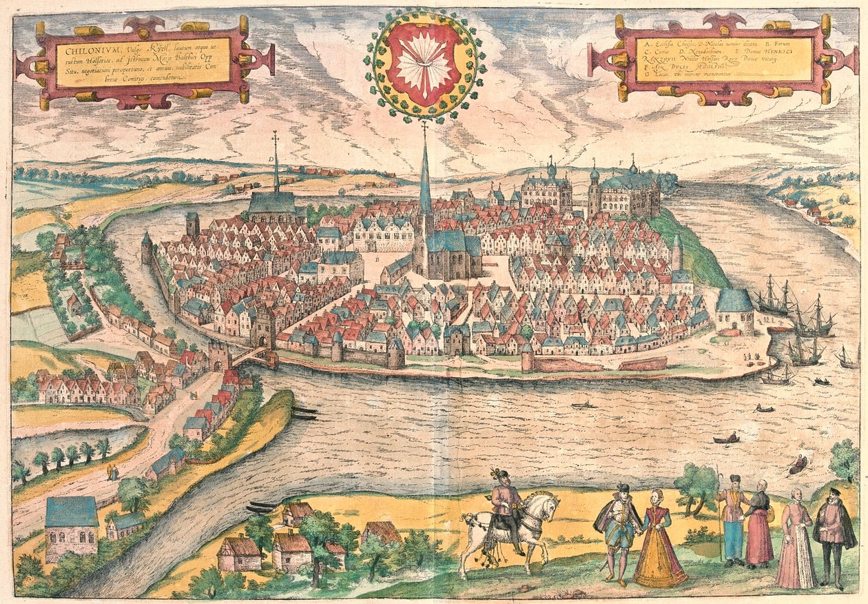 Kiel, Německo - v "Civitates Orbis Terrarum" od Georga Brauna, Kolín nad Rýnem 1617 od Georg Braun