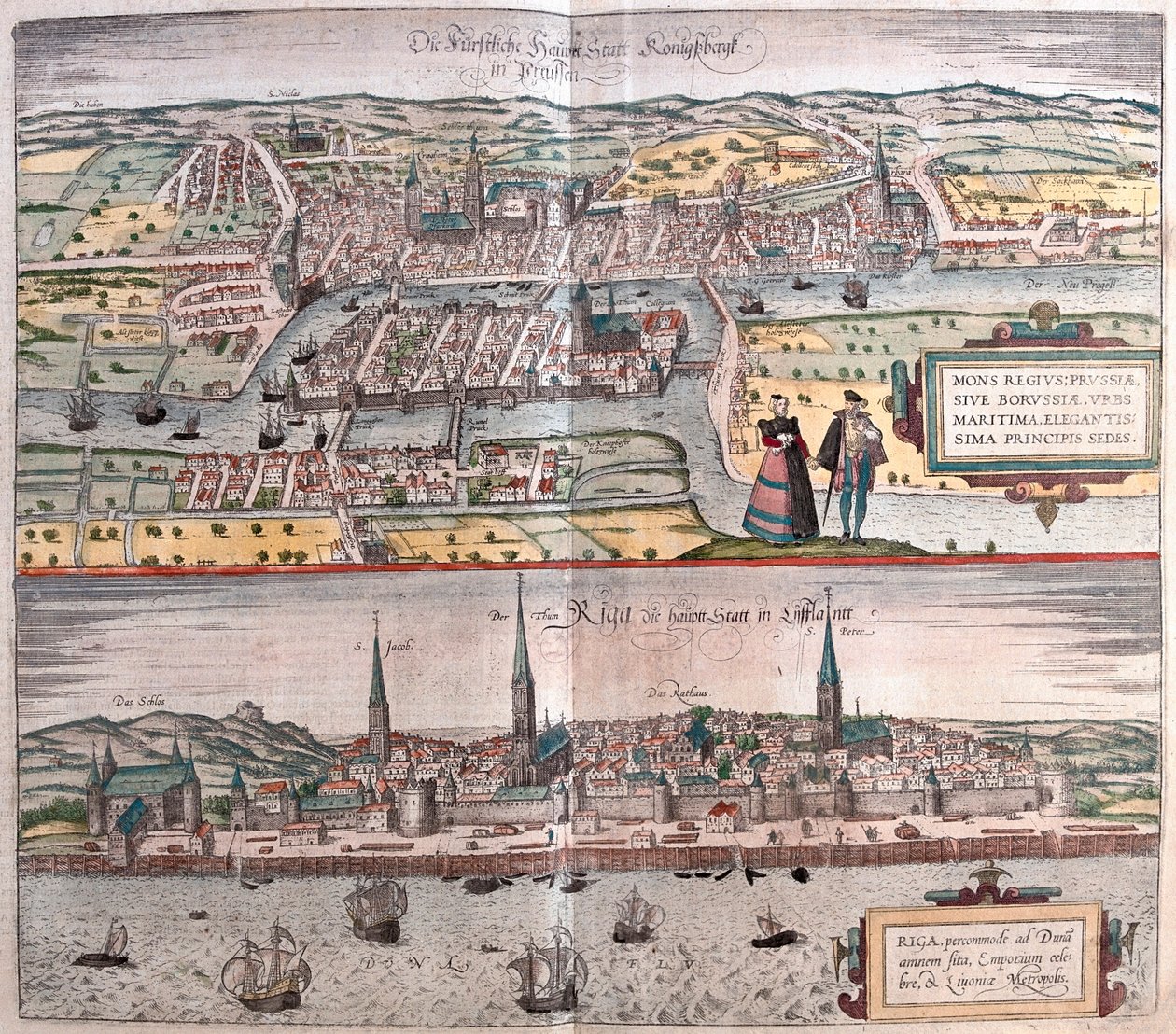 Konigsberg ( Německo a Polsko), Riga (Lettonia) - v "Civitates Orbis Terrarum" Georga Brauna, Kolín nad Rýnem 1617 od Georg Braun