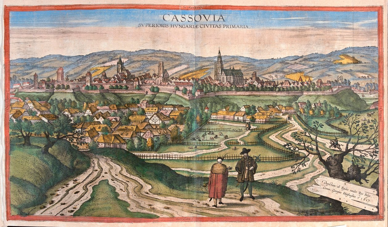 Košice, Uhersko - v "Civitates Orbis Terrarum" od Georga Brauna, Kolín nad Rýnem 1617 od Georg Braun