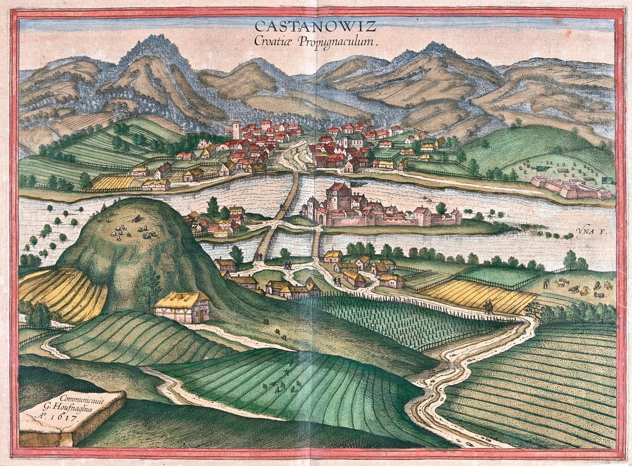 Kostajnica, Chorvatsko - v "Civitates Orbis Terrarum" od Georga Brauna, Kolín nad Rýnem 1617 od Georg Braun