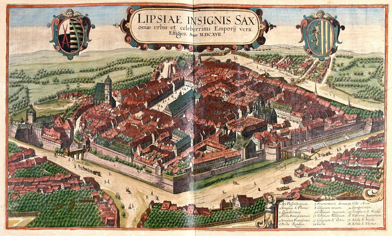 Lipsko (Lipsia), Německo - v "Civitates Orbis Terrarum" od Georga Brauna, Kolín nad Rýnem 1617 od Georg Braun