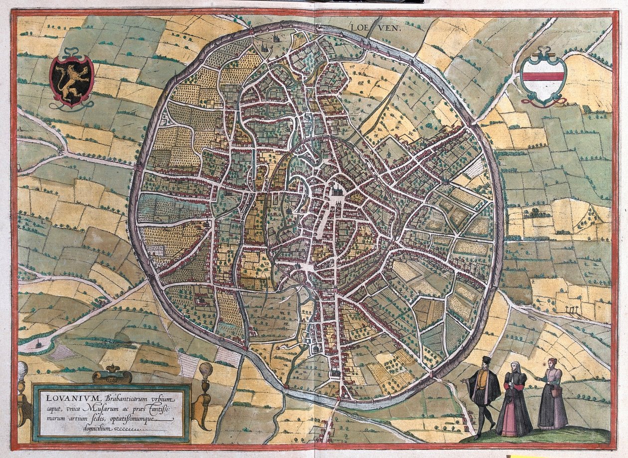 Leuven, Belgie, v "Civitates Orbis Terrarum" od Georga Brauna, Kolín nad Rýnem 1617 od Georg Braun