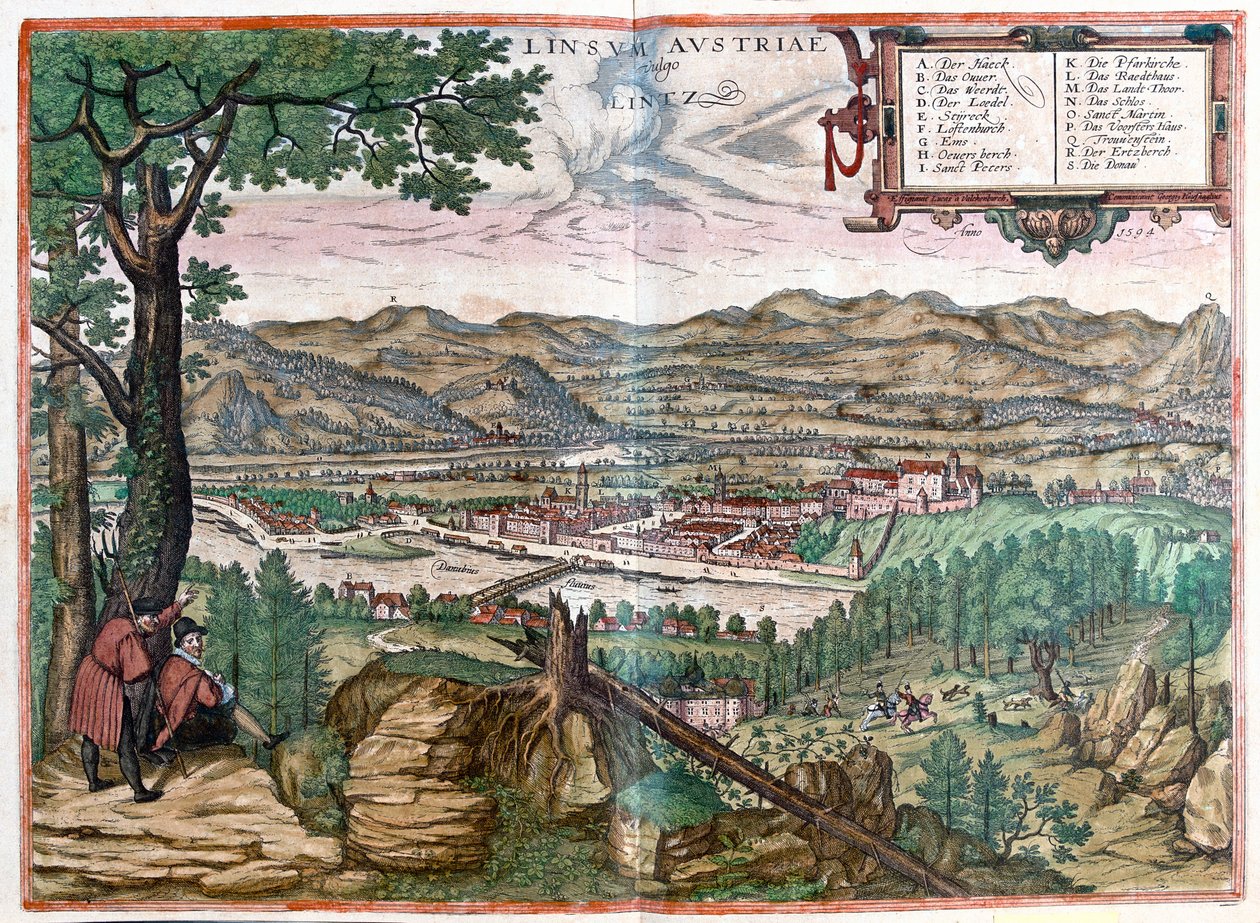 Lintz, Rakousko - v "Civitates Orbis Terrarum" od Georga Brauna, Kolín nad Rýnem 1617 od Georg Braun