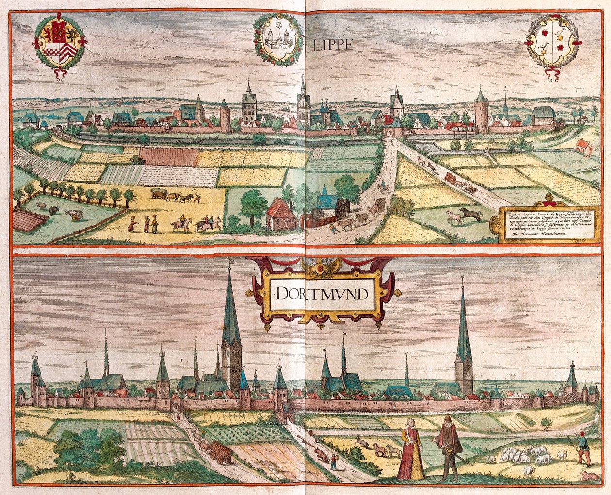 Lippe - Dortmud, Německo - v "Civitates Orbis Terrarum" od Georga Brauna, Kolín nad Rýnem 1617 od Georg Braun