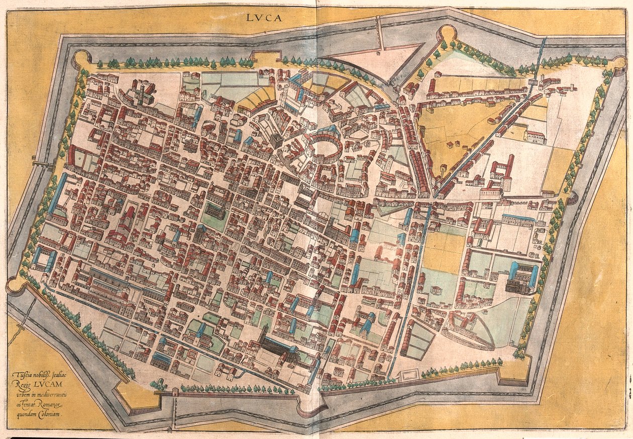 Lucca, Itálie - v knize "Civitates Orbis Terrarum" od Georga Brauna, Kolín nad Rýnem 1617 od Georg Braun