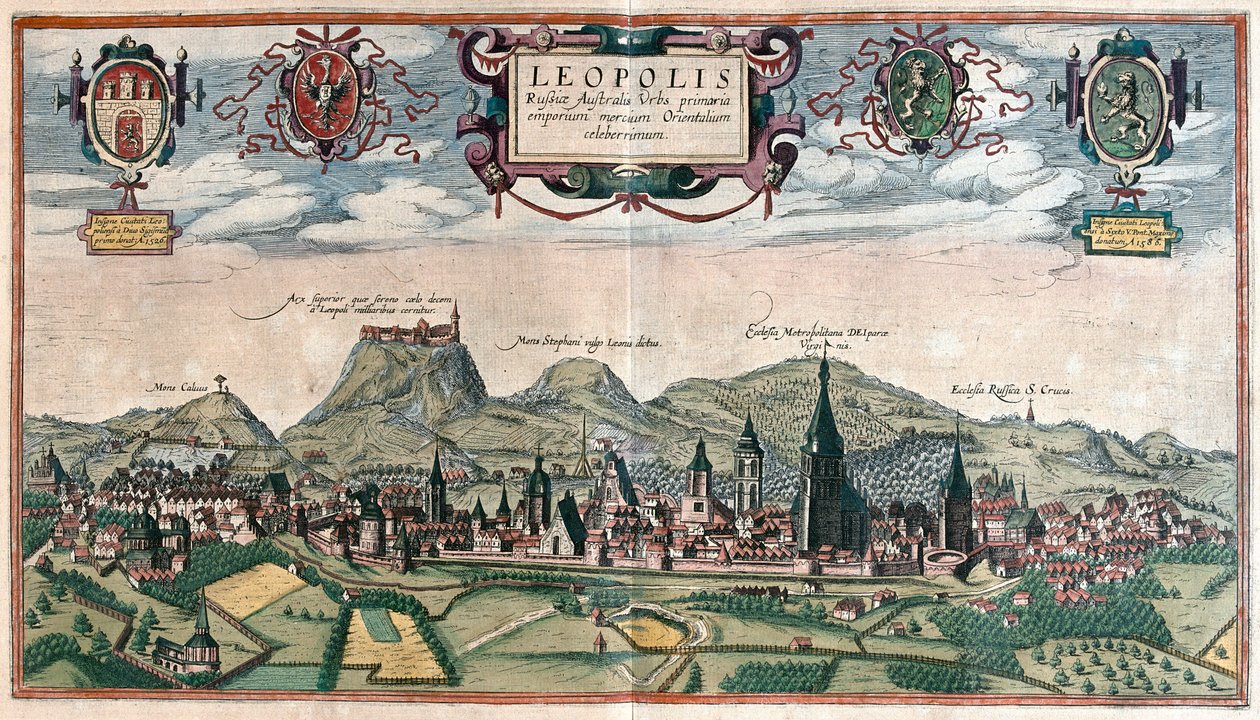 Lvov , Ukrajina - v knize "Civitates Orbis Terrarum" od Georga Brauna, Kolín nad Rýnem 1617 od Georg Braun