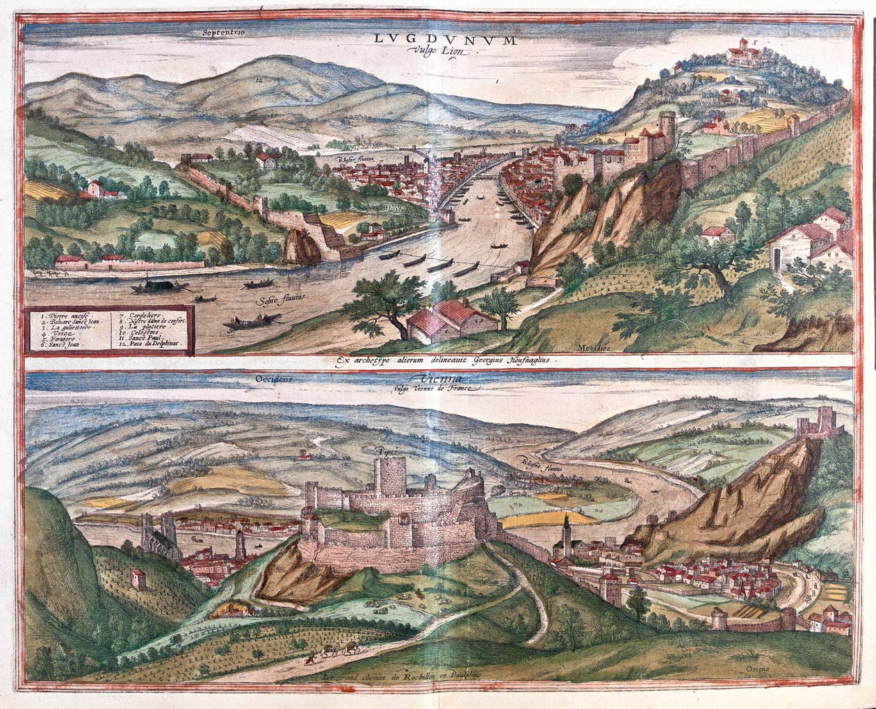 Lyon - Vienne, Francie - v "Civitates Orbis Terrarum" od Georga Brauna, Kolín nad Rýnem 1617 od Georg Braun
