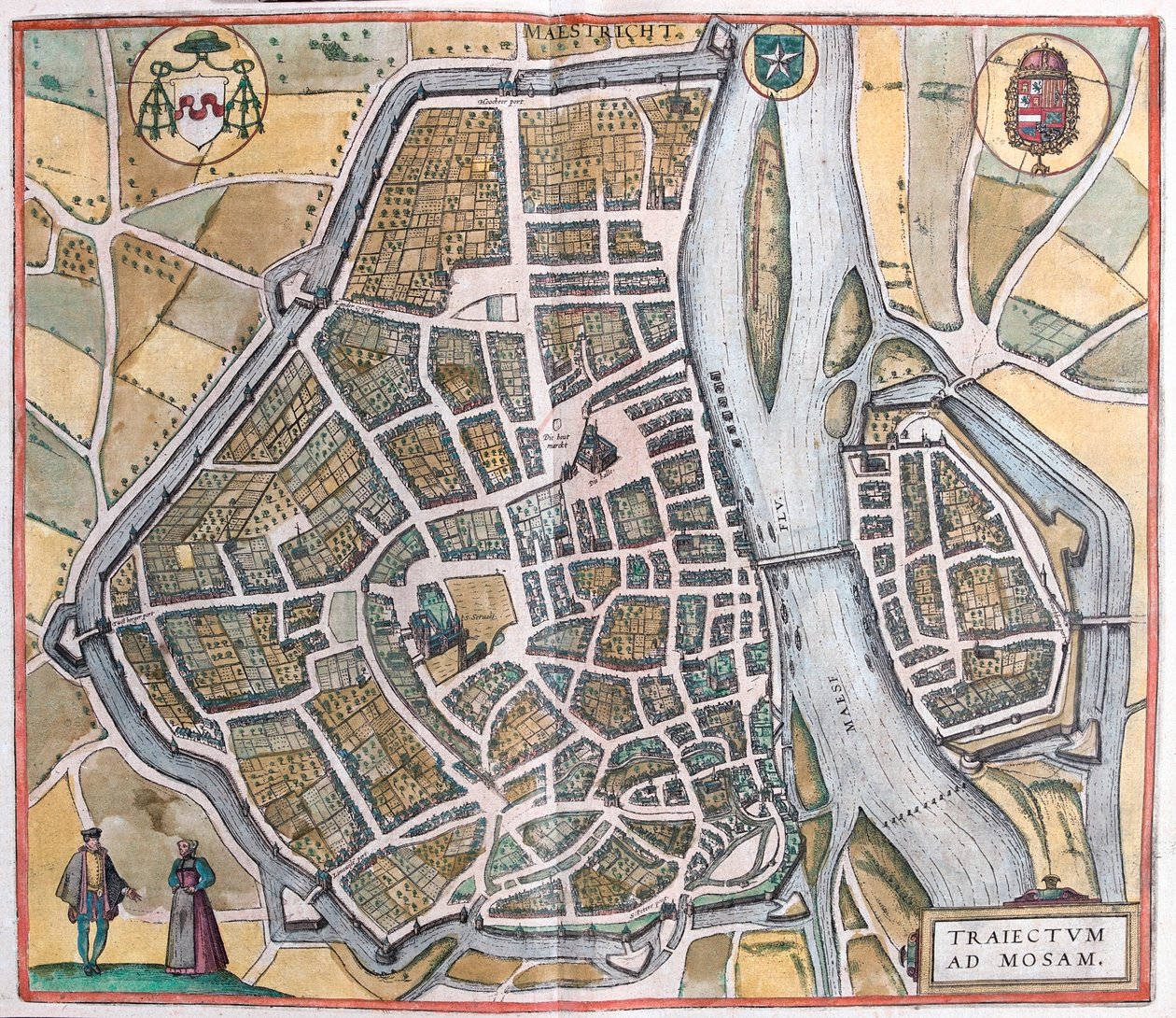 Maastricht, Nizozemsko, v "Civitates Orbis Terrarum" od Georga Brauna, Kolín nad Rýnem 1617 od Georg Braun
