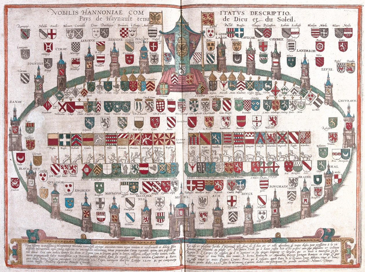 Mons , Belgie - v "Civitates Orbis Terrarum" od Georga Brauna, Kolín nad Rýnem 1617 od Georg Braun