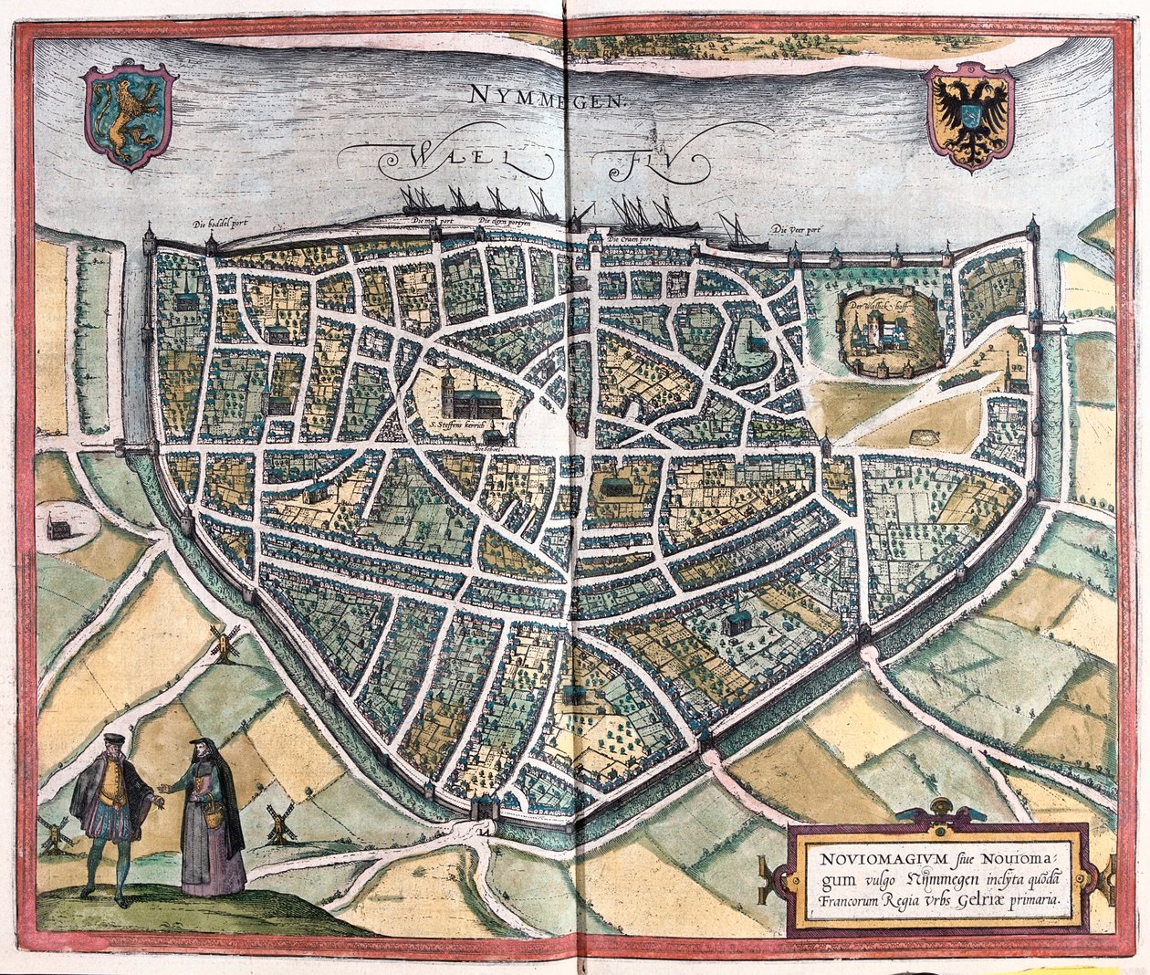 Nijmegen - Nizozemsko, v "Civitates Orbis Terrarum" od Georga Brauna, Kolín nad Rýnem 1617 od Georg Braun
