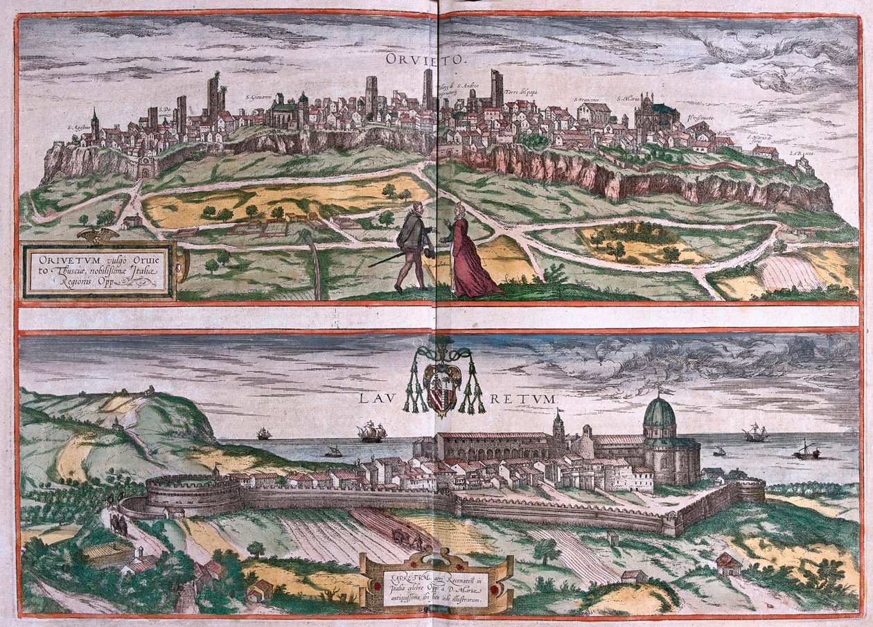 Orvieto - svatyně v Loretu, Itálie - v "Civitates Orbis Terrarum" od Georga Brauna, Kolín nad Rýnem 1617 od Georg Braun