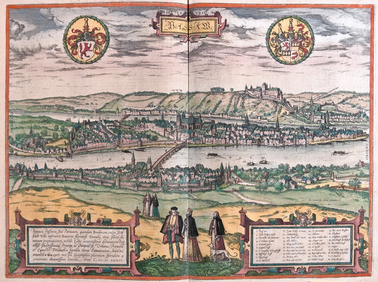 Pasov, Německo - v "Civitates Orbis Terrarum" od Georga Brauna, Kolín nad Rýnem 1617 od Georg Braun
