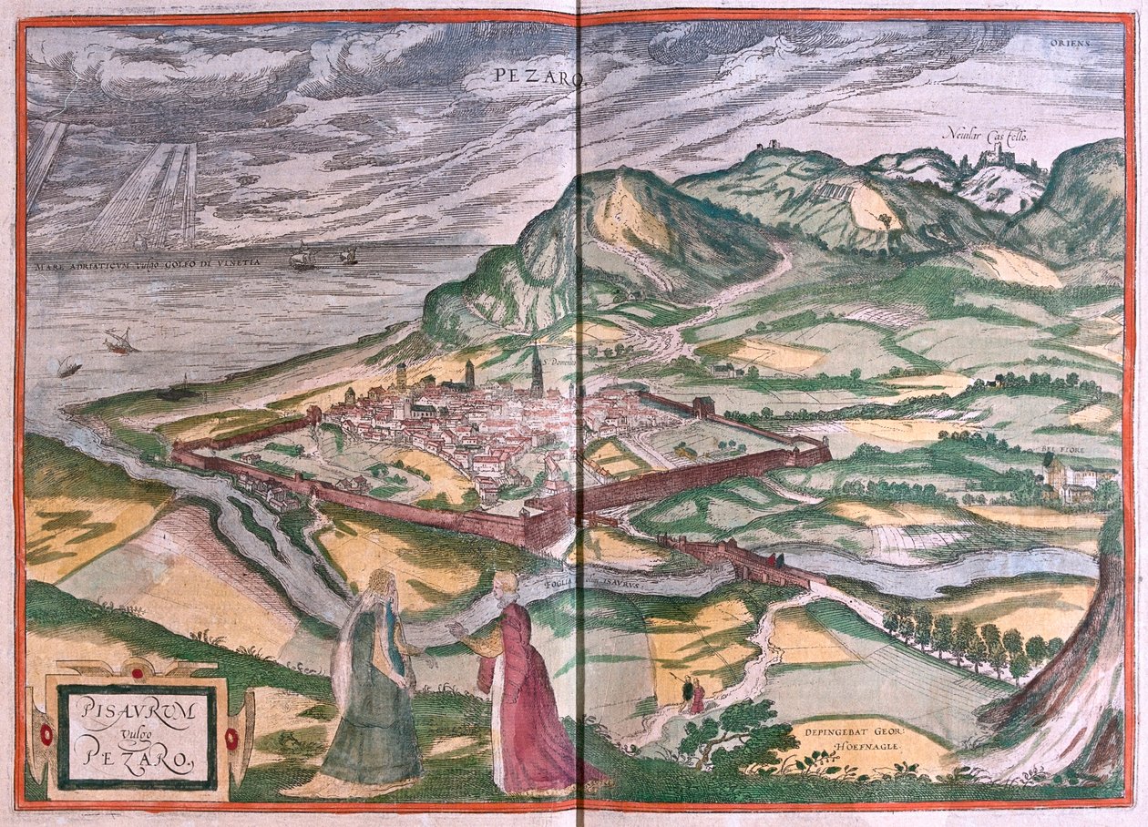 Pesaro, Itálie - v "Civitates Orbis Terrarum" od Georga Brauna, Kolín nad Rýnem 1617 od Georg Braun