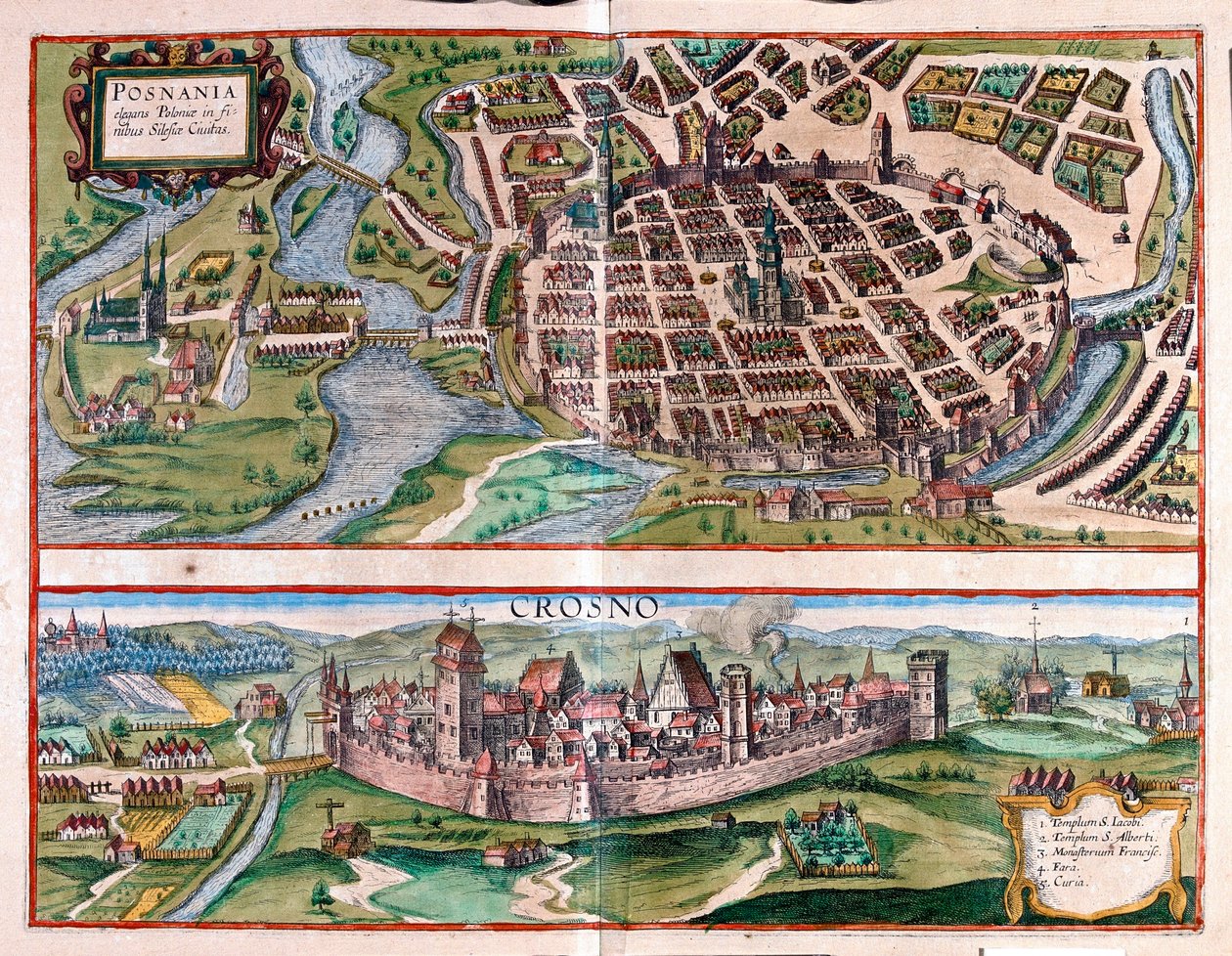 Poznaň - Krosno, Polsko - v knize "Civitates Orbis Terrarum" od Georga Brauna, Kolín nad Rýnem 1617 od Georg Braun
