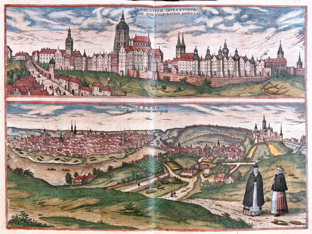 Praha (Čechy), Česká republika - v "Civitates Orbis Terrarum" Georga Brauna, Kolín nad Rýnem 1617 od Georg Braun