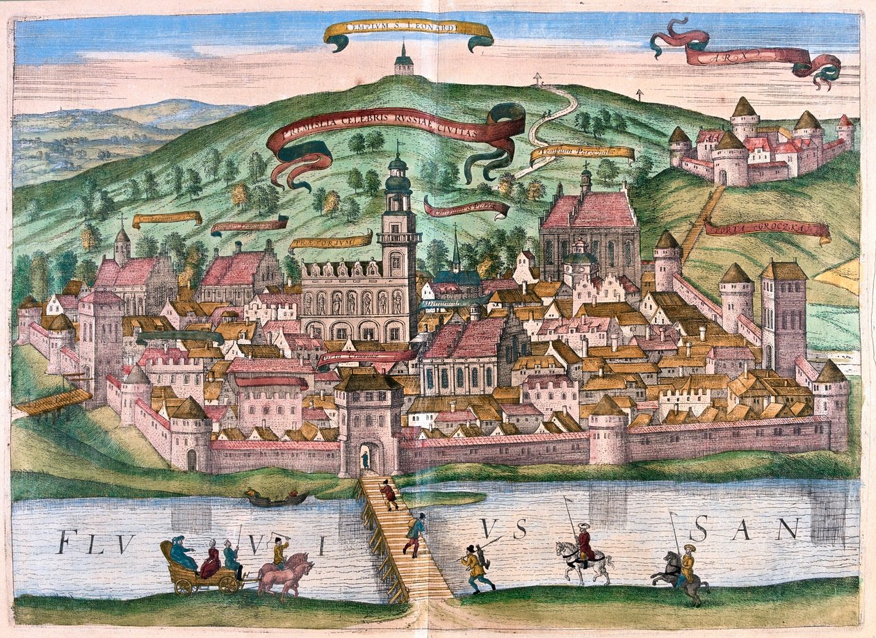 Přemyšl, Polsko - v knize "Civitates Orbis Terrarum" od Georga Brauna, Kolín nad Rýnem 1617 od Georg Braun