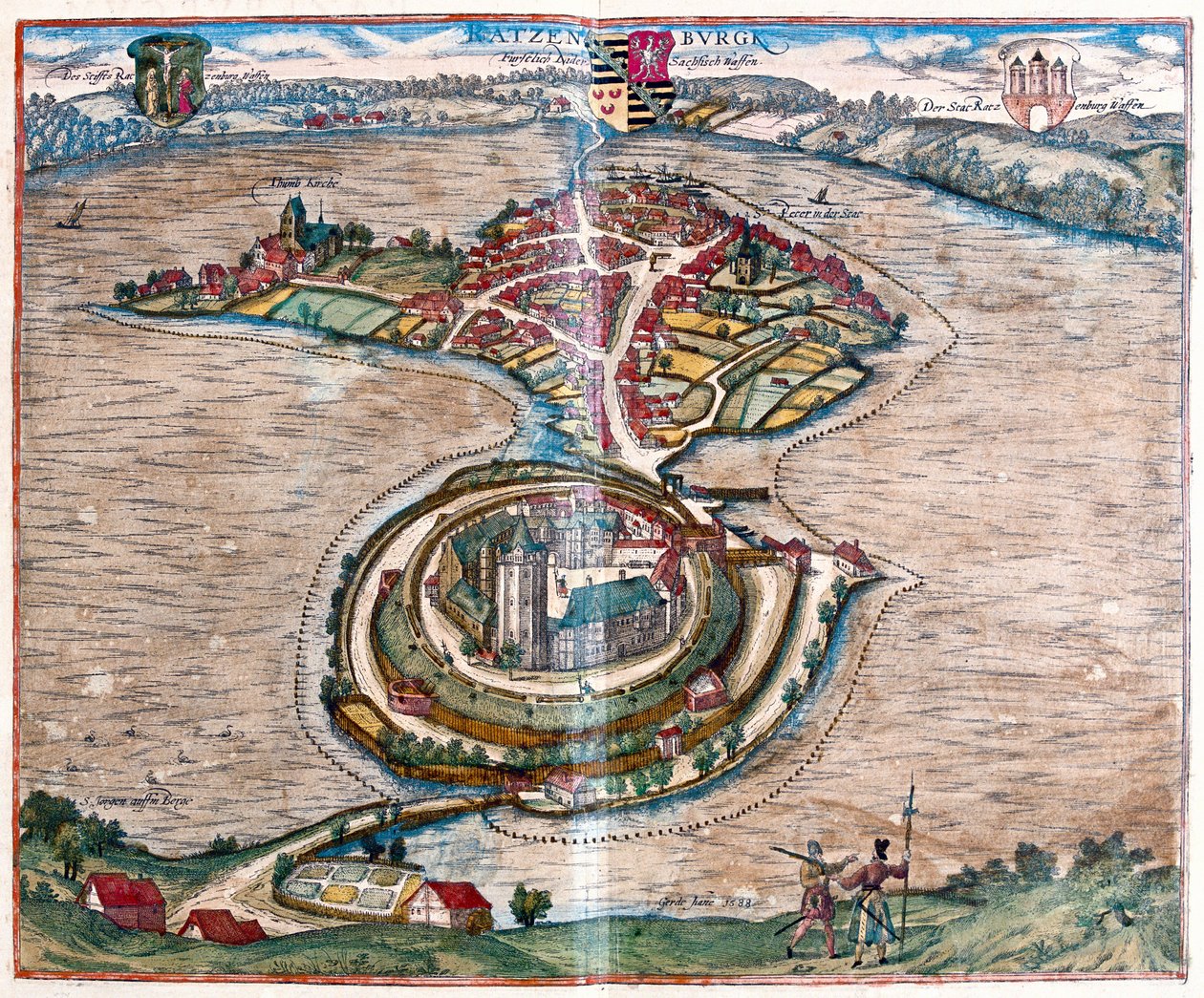 Ratzeburg, Německo - v "Civitates Orbis Terrarum" od Georga Brauna, Kolín nad Rýnem 1617 od Georg Braun