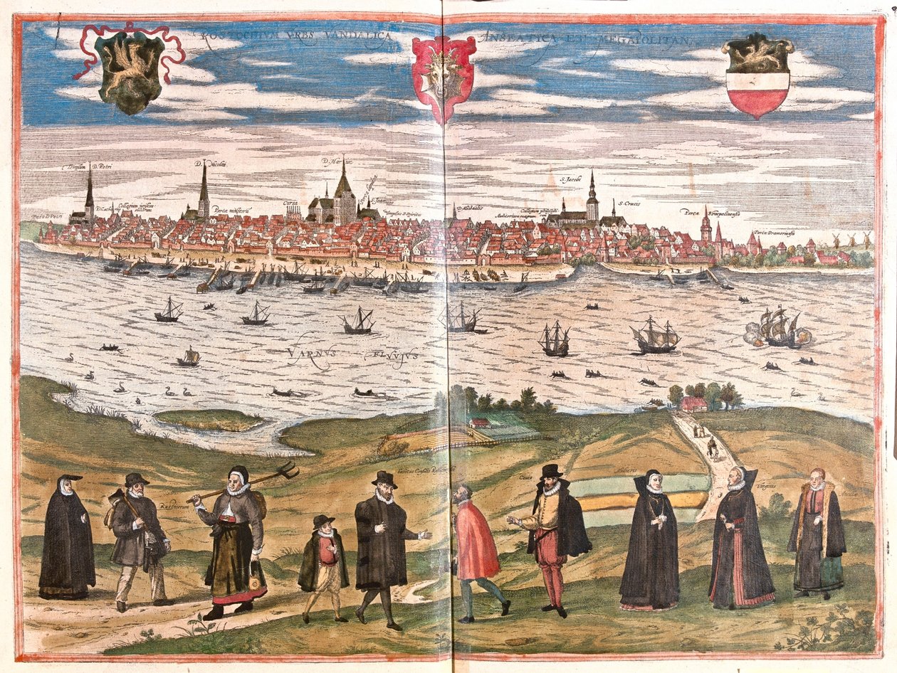 Rostock, Německo - v "Civitates Orbis Terrarum" od Georga Brauna, Kolín nad Rýnem 1617 od Georg Braun