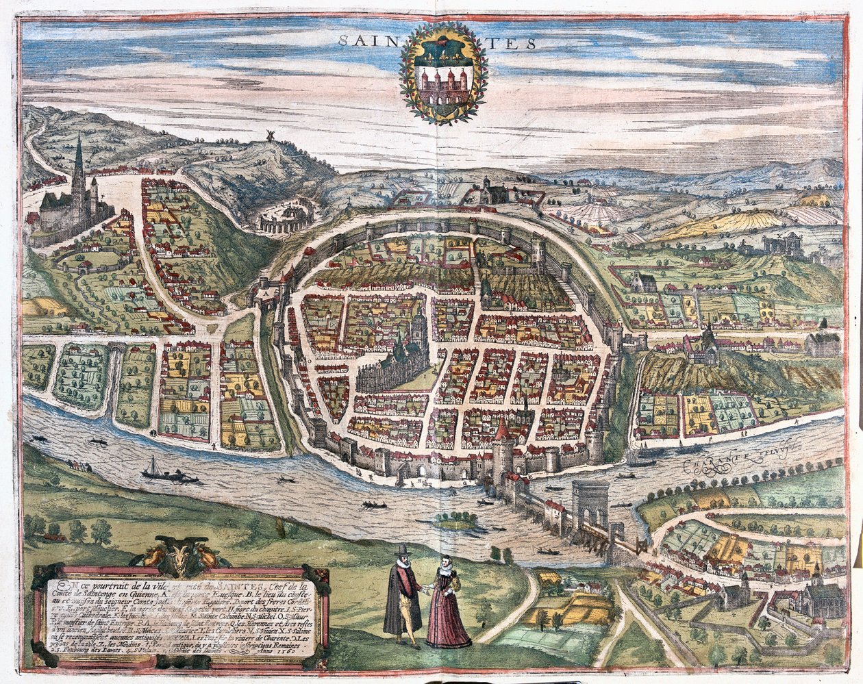 Saintes, Francie - v publikaci "Civitates Orbis Terrarum" od Georga Brauna, Kolín nad Rýnem 1617 od Georg Braun