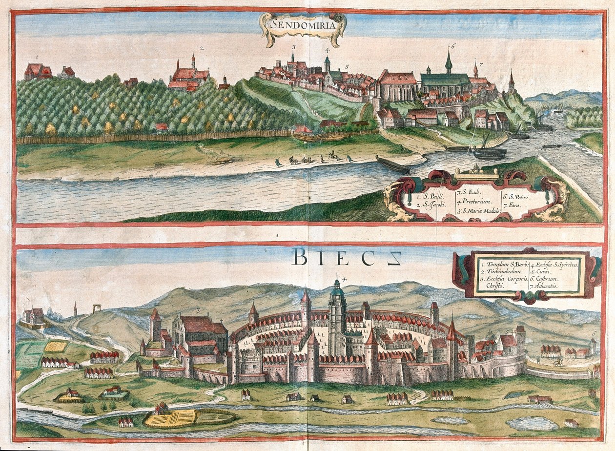 Sandoměř - Biecz, Polsko - v "Civitates Orbis Terrarum" od Georga Brauna, Kolín nad Rýnem 1617 od Georg Braun
