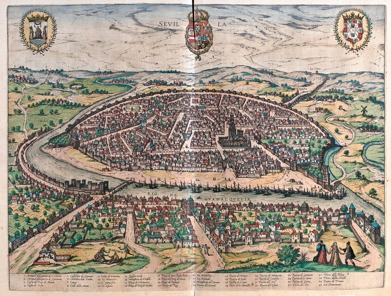 Sevilla, Španělsko - v "Civitates Orbis Terrarum" od Georga Brauna, Kolín nad Rýnem 1617 od Georg Braun