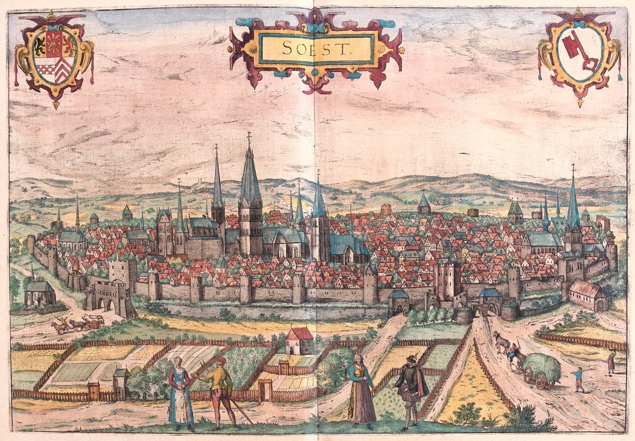 Soest, Německo - v "Civitates Orbis Terrarum" od Georga Brauna, Kolín nad Rýnem 1617 od Georg Braun