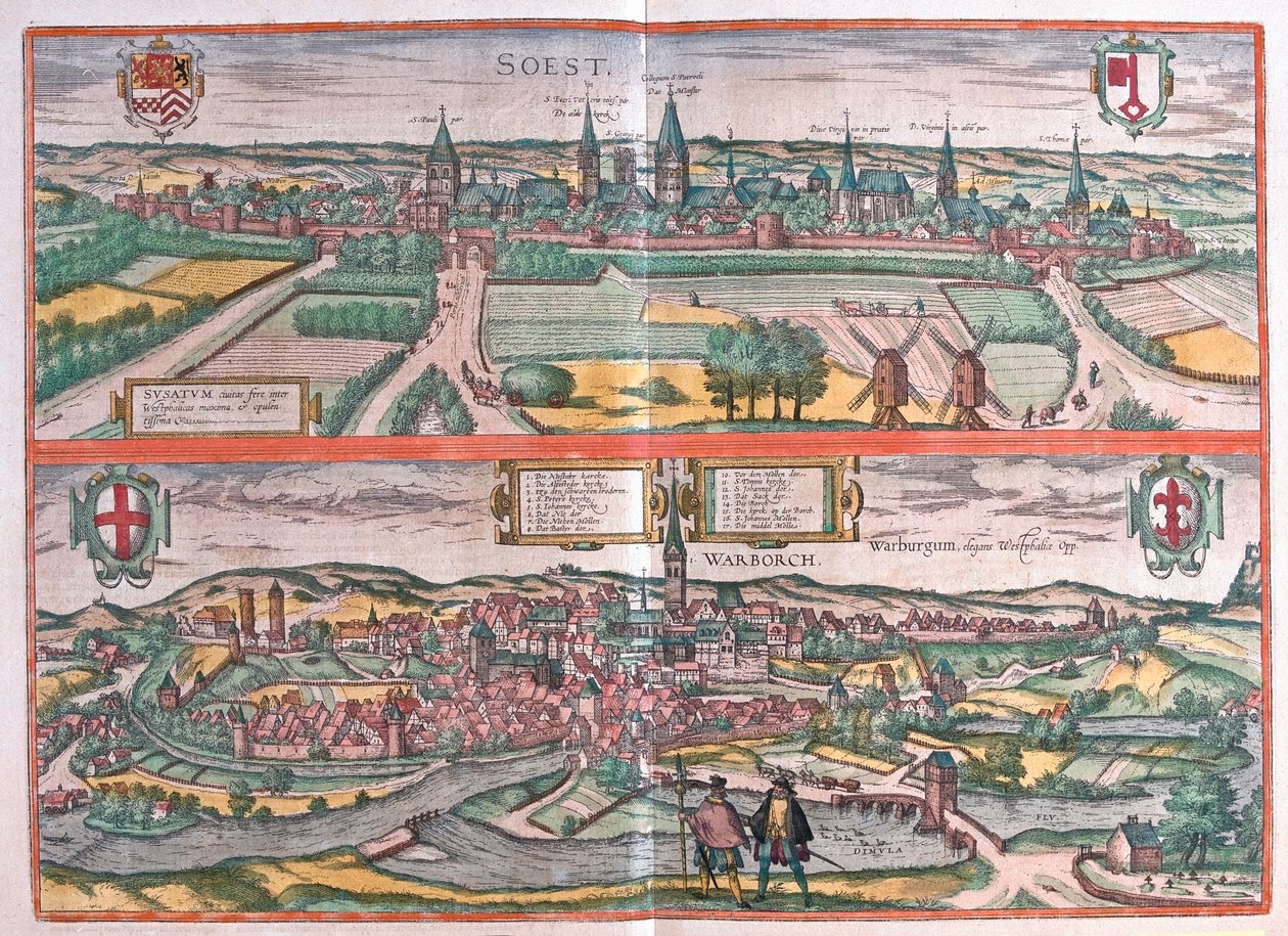 Soest, Warburg, Německo - v "Civitates Orbis Terrarum" od Georga Brauna, Kolín nad Rýnem 1617 od Georg Braun