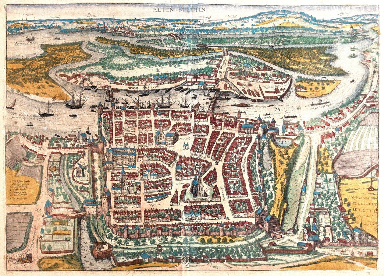 Štětín, Polsko - v publikaci "Civitates Orbis Terrarum" od Georga Brauna, Kolín nad Rýnem 1617 od Georg Braun