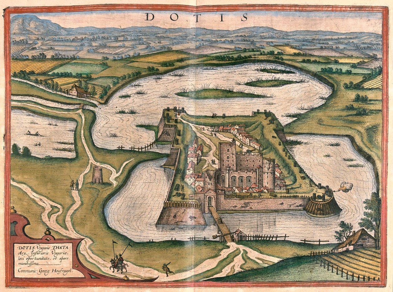 Tata, Maďarsko - v knize "Civitates Orbis Terrarum" od Georga Brauna, Kolín nad Rýnem 1617 od Georg Braun