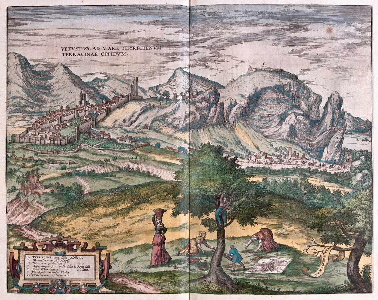 Terracina, Itálie - v publikaci "Civitates Orbis Terrarum" od Georga Brauna, Kolín nad Rýnem 1617 od Georg Braun