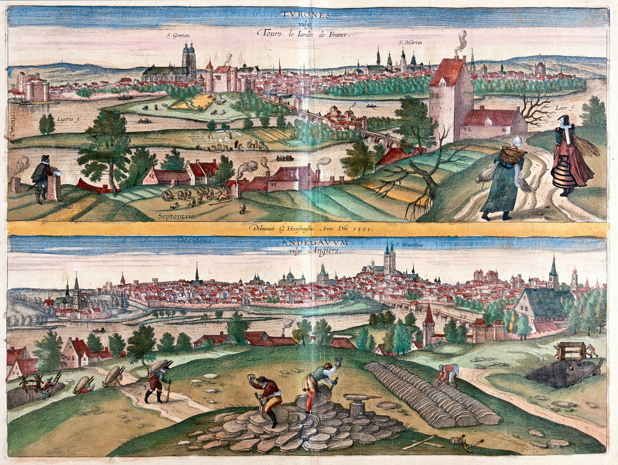 Tours- Angers, zahrada Francie - v "Civitates Orbis Terrarum" od Georga Brauna, Kolín nad Rýnem 1617 od Georg Braun