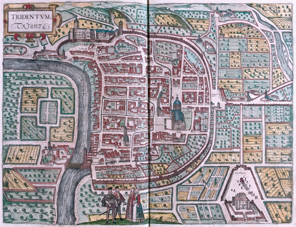 Trento, Itálie - v "Civitates Orbis Terrarum" od Georga Brauna, Kolín nad Rýnem 1617 od Georg Braun