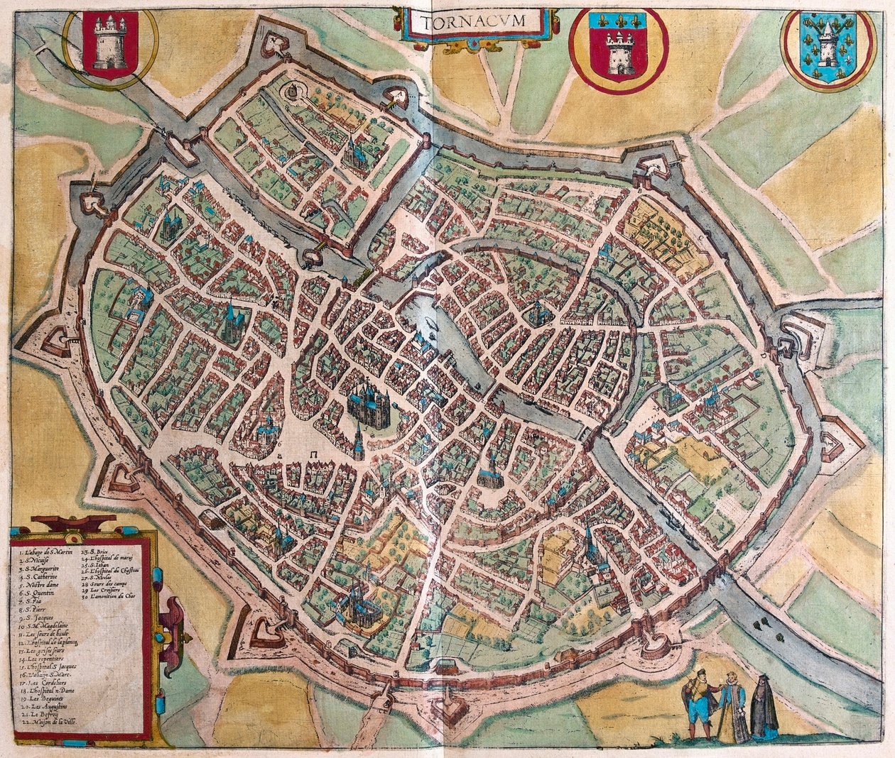 Turnai, Belgie - v "Civitates Orbis Terrarum" od Georga Brauna, Kolín nad Rýnem 1617 od Georg Braun