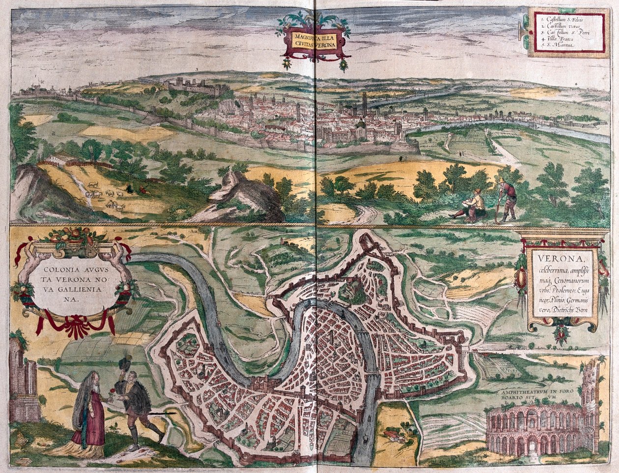 Verona, Itálie - v "Civitates Orbis Terrarum" od6 Georga Brauna, Kolín nad Rýnem 1617 od Georg Braun