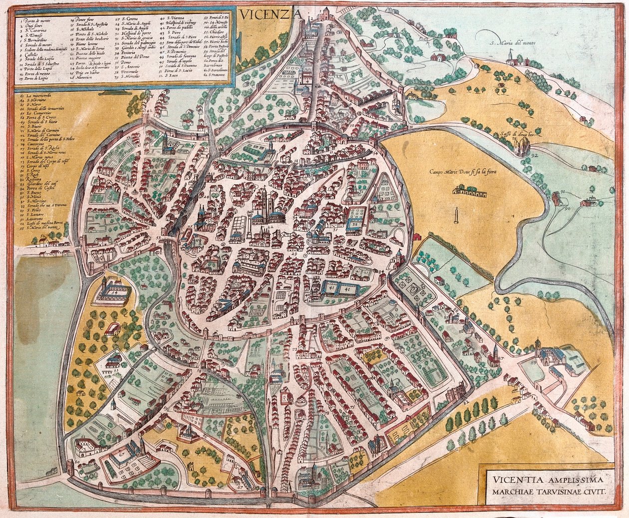 Vicenza, Itálie - v publikaci "Civitates Orbis Terrarum" od Georga Brauna, Kolín nad Rýnem 1617 od Georg Braun