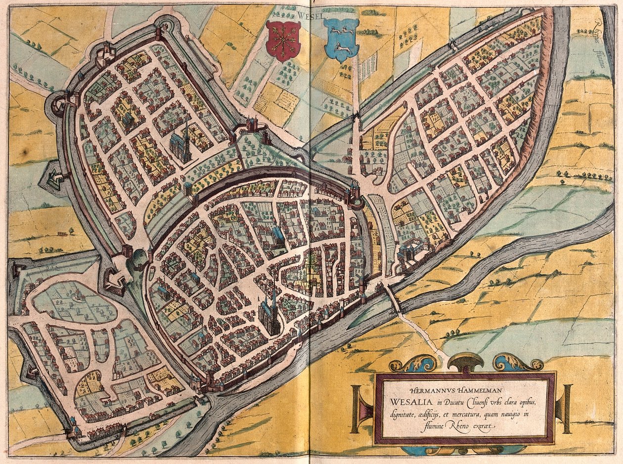 Wesel, Severní Porýní-Vestfálsko, Německo - v knize "Civitates Orbis Terrarum" od Georga Brauna, Kolín nad Rýnem 1617 od Georg Braun