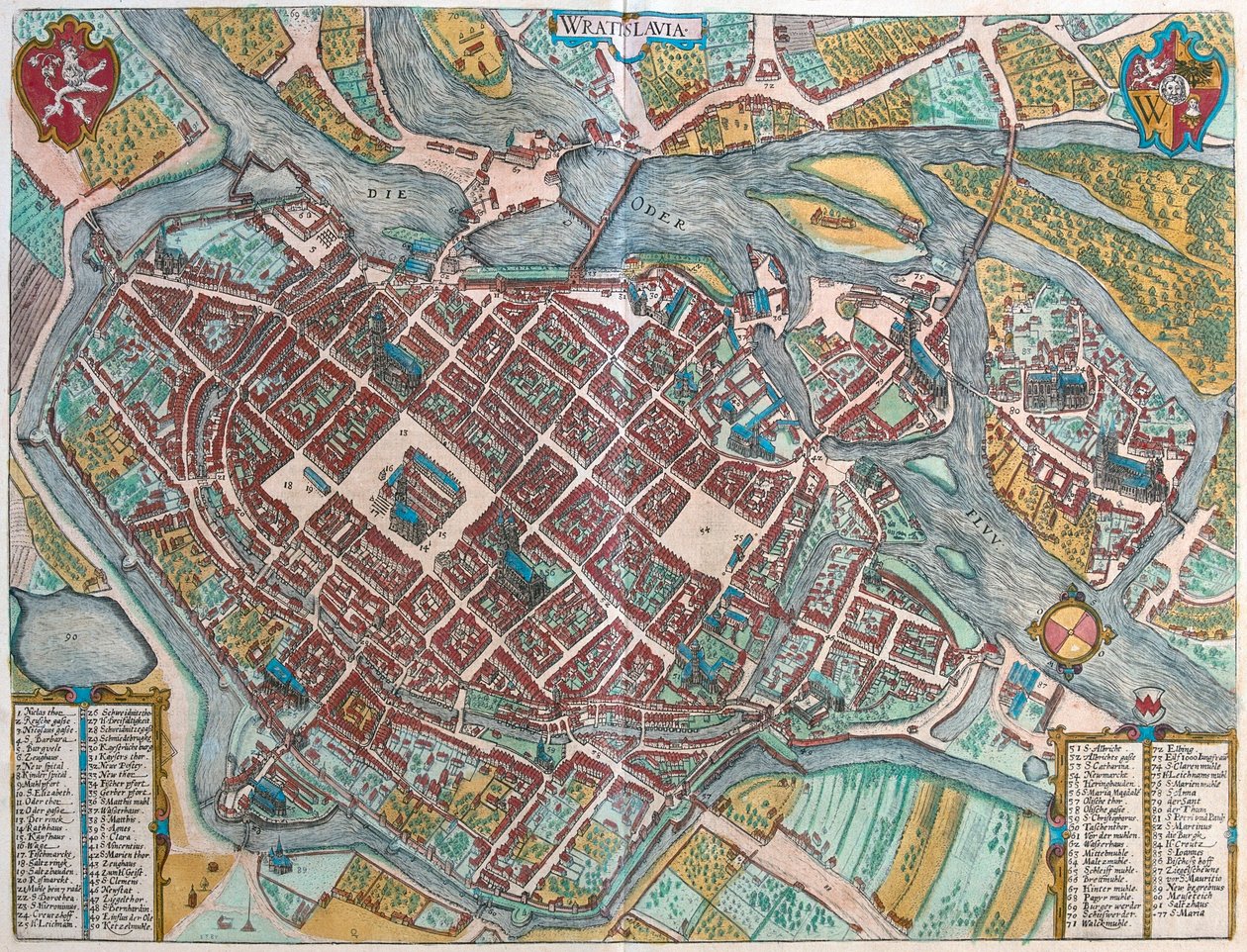 Vratislav, Polsko - v "Civitates Orbis Terrarum" od Georga Brauna, Kolín nad Rýnem 1617 od Georg Braun