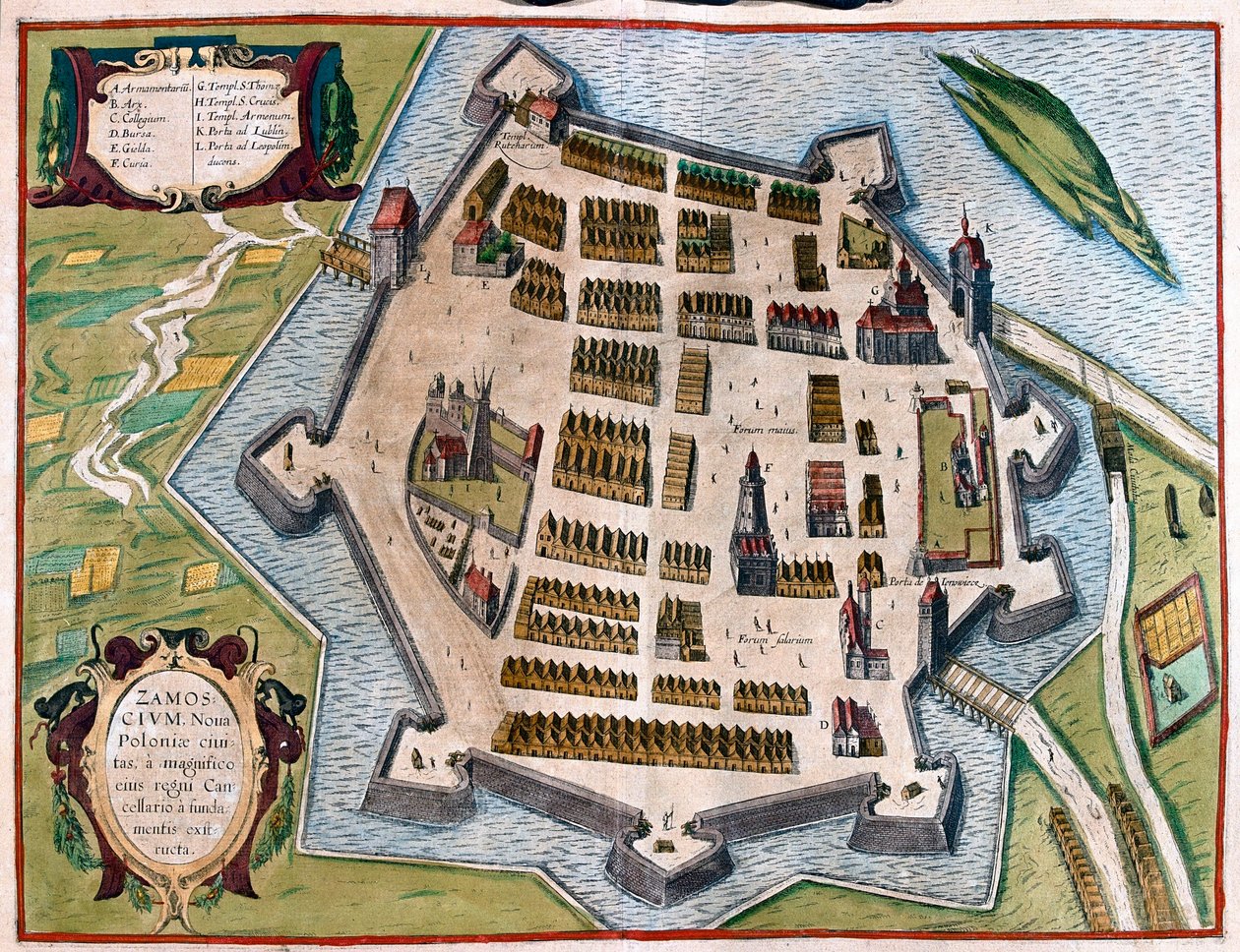 Zamosc, Polsko - v "Civitates Orbis Terrarum" od Georga Brauna, Kolín nad Rýnem 1617 od Georg Braun