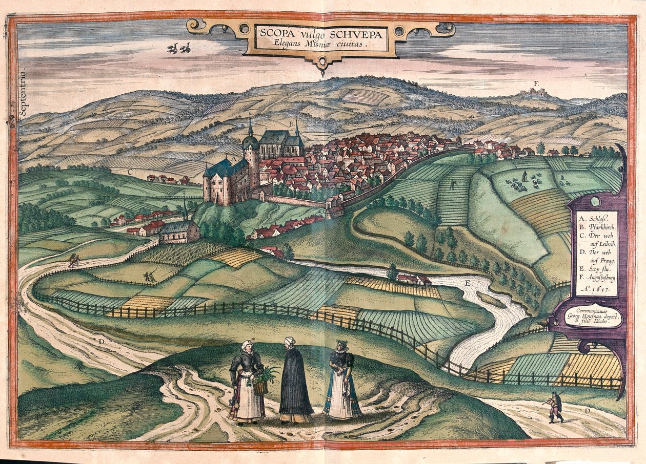 Zschopau, Německo - v "Civitates Orbis Terrarum" od Georga Brauna, Kolín nad Rýnem 1617 od Georg Braun