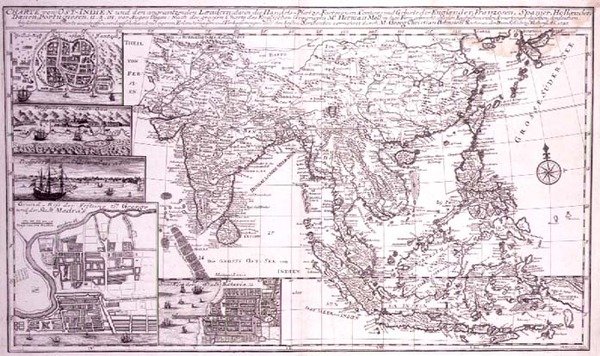 Od Indie po západní Novou Guineu včetně jižního Japonska a Filipín, rytina J. B. Bruhla, asi 1737 (rytina) od Georg Christian Bonstedt