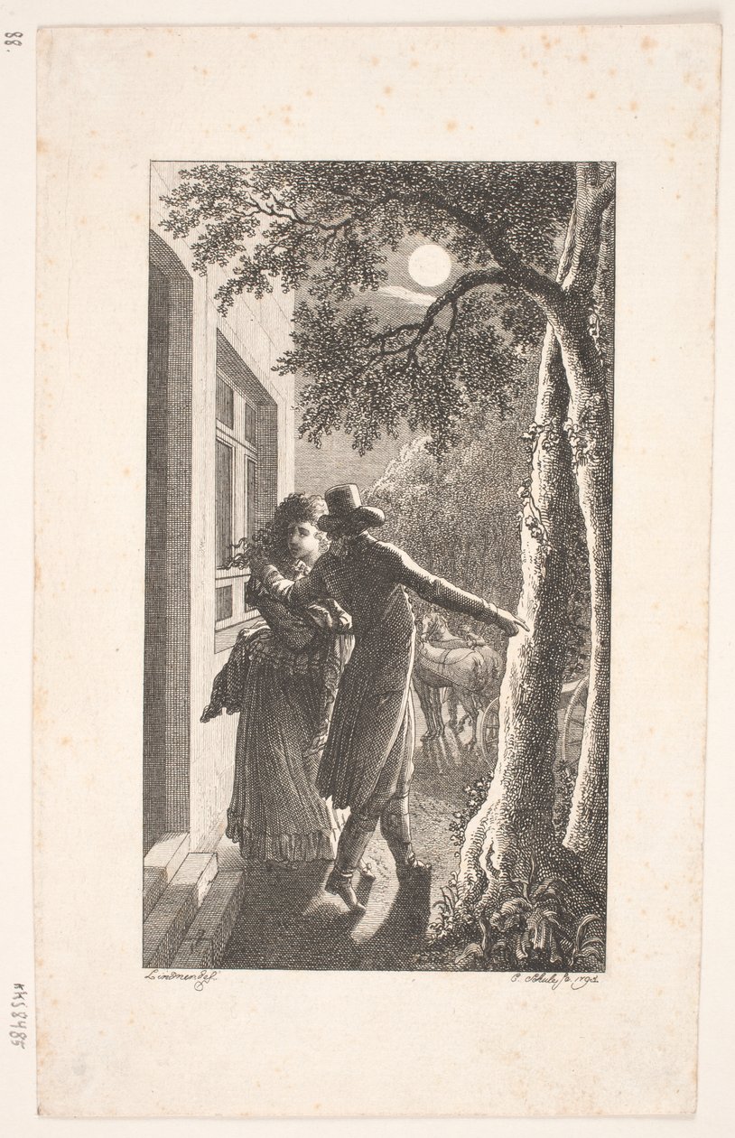 Ilustrace s únosem v noci od Georg Christian Schule