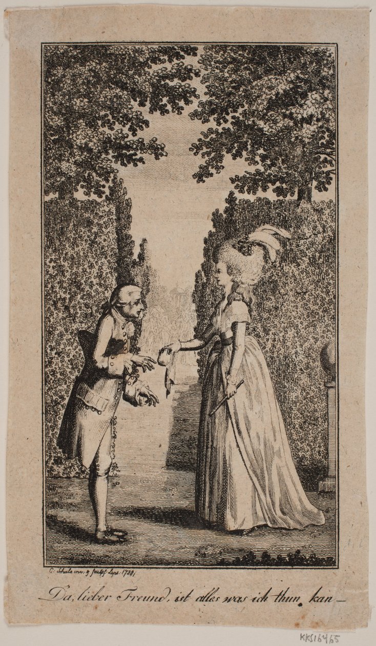 Ilustrace s dámou a pánem v parku od Georg Christian Schule