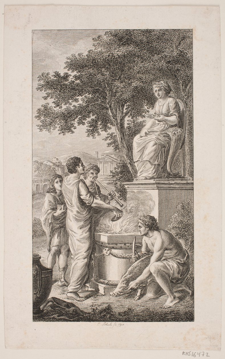 Ilustrace med Offerscene od Georg Christian Schule