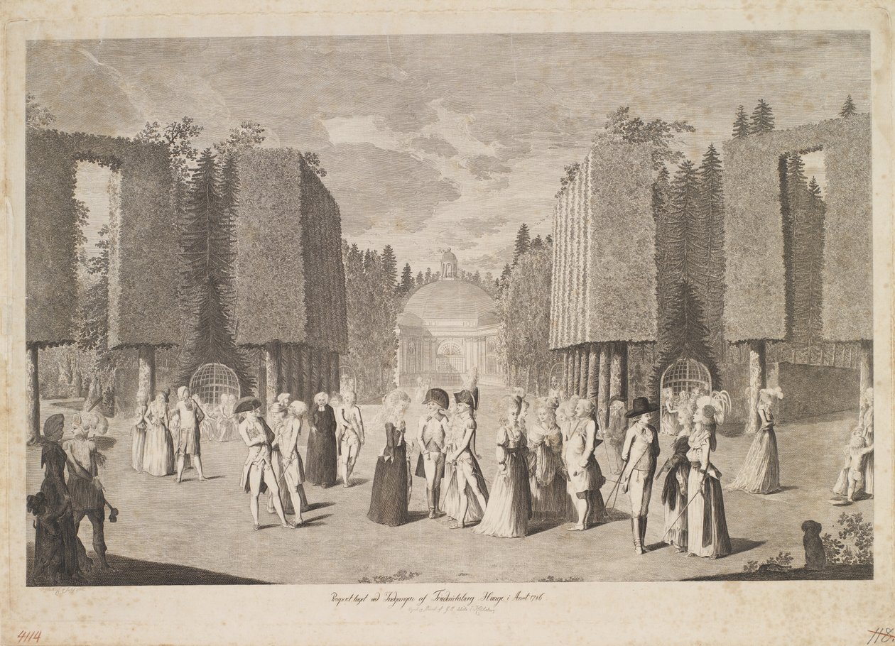 Vyhlídka pořízená u vchodu do Friederichsberg Hauge v roce 1786 od Georg Christian Schule