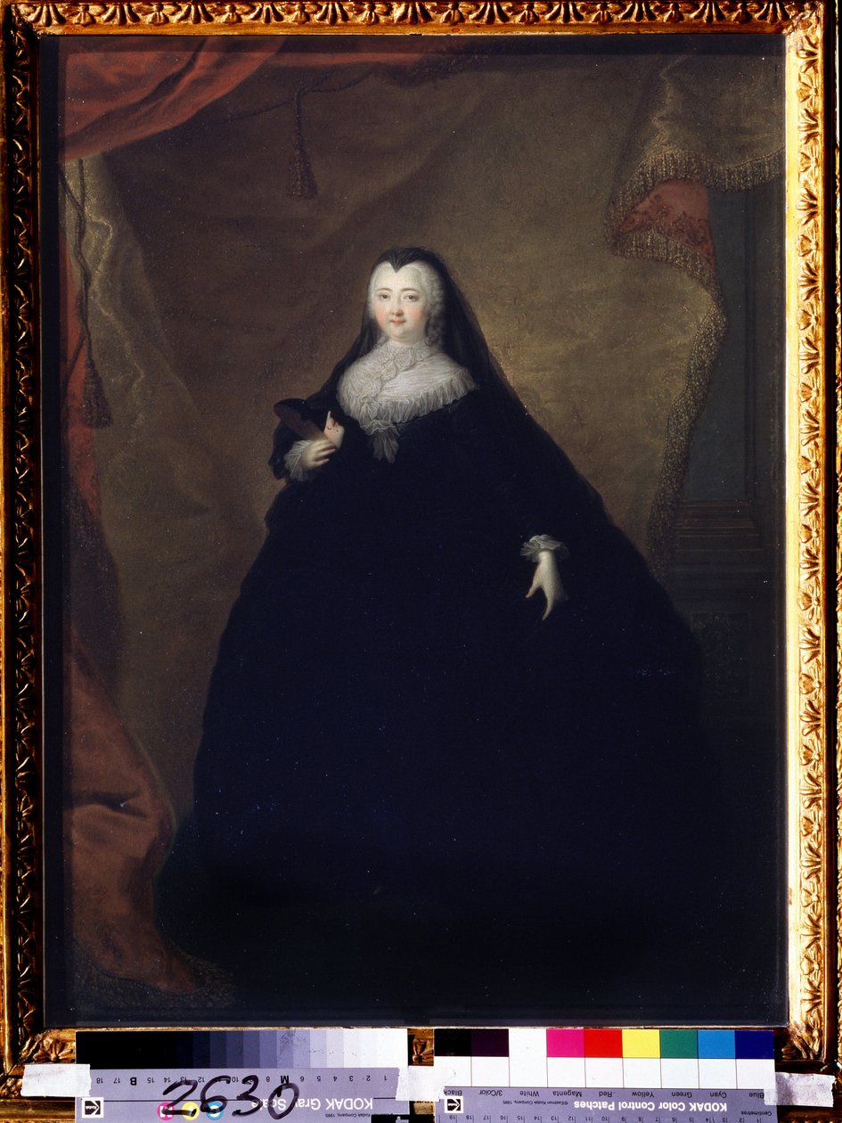 ""Portrét Alžběty Petrovny (1709-1762) ruské císařovny pod jménem Alžběta I., dcera Petra Velikého"" Je převlečená, v ruce drží masku. Obraz Georg-Christopha (Georg Christoph) Grooth (1716-1749) 1748 State Treťjakov G od Georg Christoph Grooth