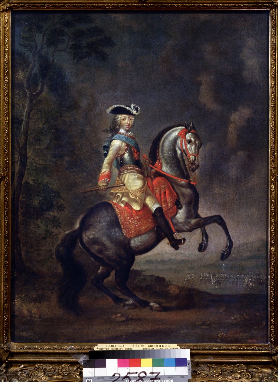 Portrét velkovévody Petra III. (1728-1762) (Portrét velkovévody Petra III.). Obraz Georga Christopha Grootha (1716-1762), olej na plátně od Georg Christoph Grooth