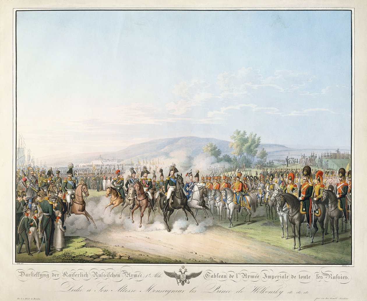 Tabulka císařské armády celého Ruska, z "Tableau des Armees de l"Europe", od Ludwiga Von Kleista, kolem 1828-1845 od Georg Emanuel Opitz