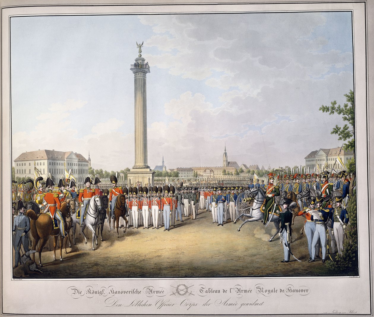Tabulka královské armády Hannoveru, z "Tableau des Armees de l"Europe", od Luwiga Von Kleista, kolem 1828-1845 od Georg Emanuel Opitz