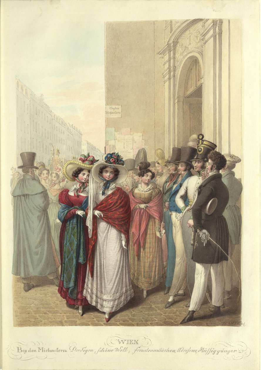 Před kostelem svatého Michaela: požehnání, krásný svět, lehké dívky..., c. 1830. od Georg Emanuel Opiz