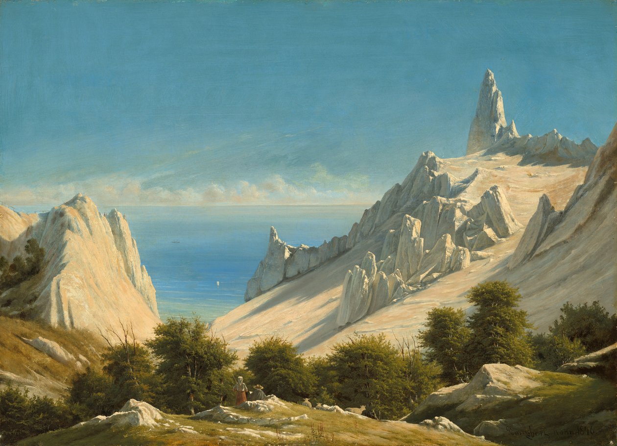 Pohled na Sommerspiret, útesy Møn od Georg Emil Libert